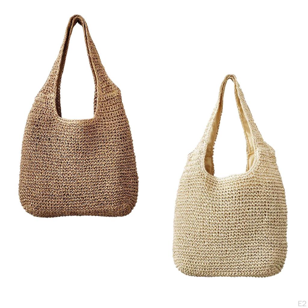 Straw Bag Handbag Large Capacity Summer for Women Shoulder Purse Tote Vacation Travel