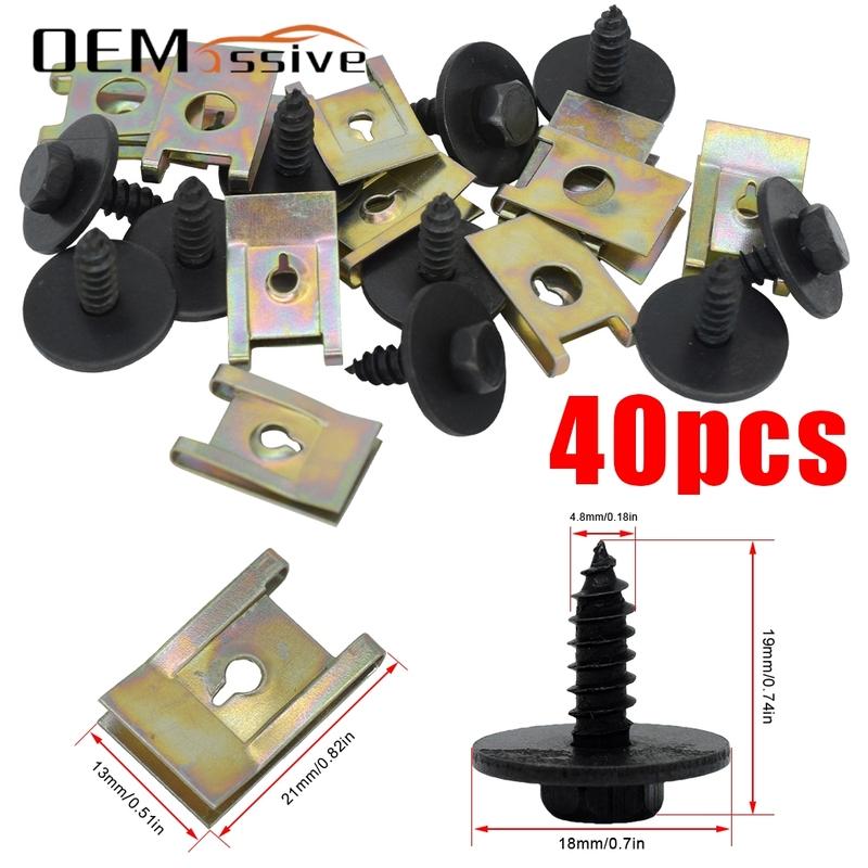 40X Auto Chassis Fastener Assortment Kit For BMW Fender Bumper Engine Guard Metal Nut Screw U Clip Set