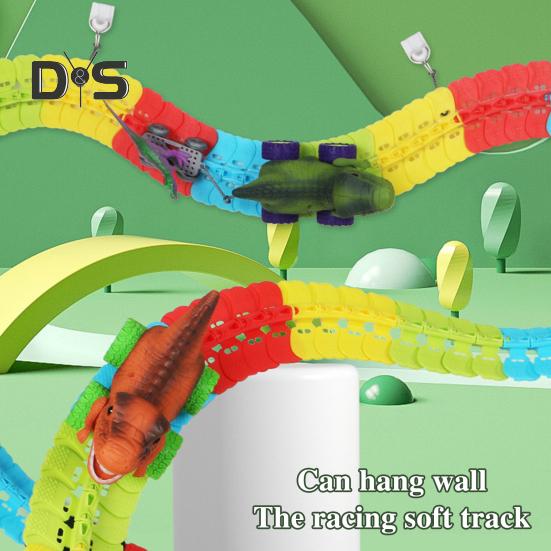 1 sada Dinosauří autodráha s lehkou hudbou Vzdělávací DIY stavění dráhy Antigravitační hra na horské dráze Dino Truck Hračka šplhání závodní auto