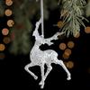 Festive Glitter Christmas Tree Pendant Simulation Plastic Christmas Elk Ornaments 3D Xmas Tree Pendant Holiday Season