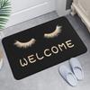 Patterned Door Mat Set Eyelash Multilingual Greeting, Stylish Non-Slip Entryway Rug, Decorative Floor Mat Gift for Home Decor