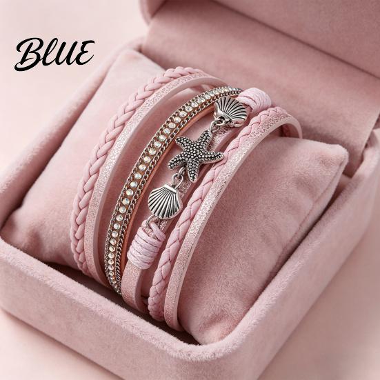 Bracelet Casual Accessory Women Braided Multi-Layer Bohemian Faux Leather Rope