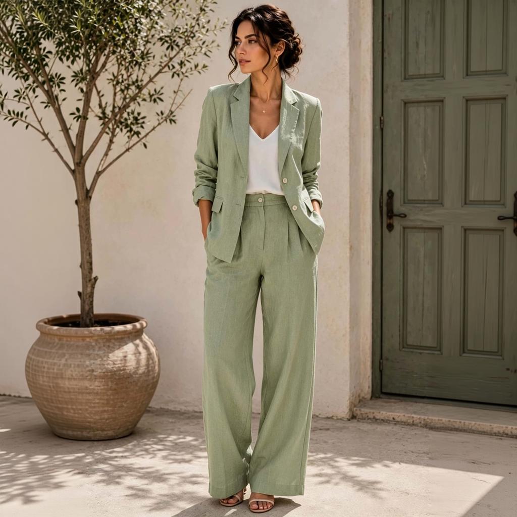 Women's Casual Two Piece Suit Set with and Pants for Everyday Fashion Look
