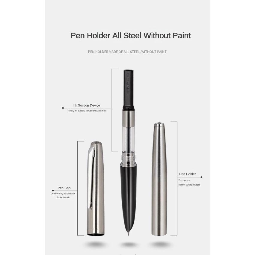 Jinhao 911 Fountain Pen Luxury All-Steel Elegant Calligraphy Ink Pens EF 0.38mm Nib Stationery Business Office School Supplies