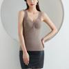 Winter Women's Velvet Thermal Vest Sleeveless Thermal Underwear with Bra Pads Sleeveless Bottoming Shirt Fleece Undershirt with Bra Pads