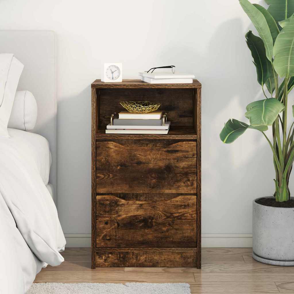 Nightstand Smoked Oak 40 x 30 x 67 cm Wood Based Material
