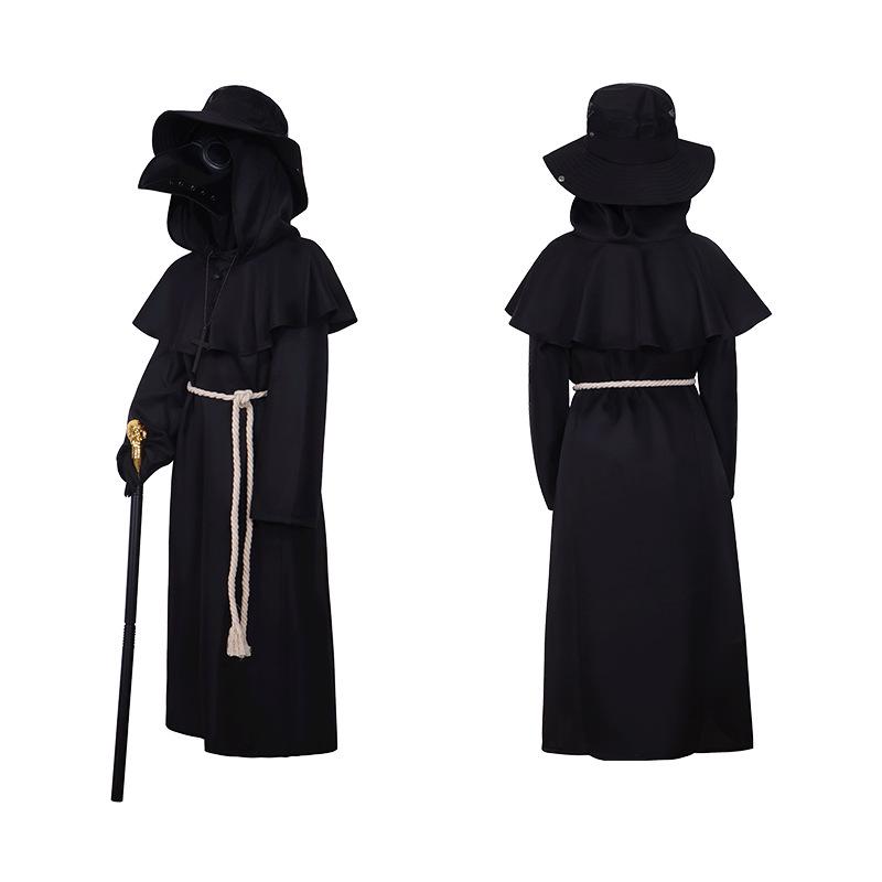 Halloweenský kostým morového doktora s maskou s ptačím zobákem