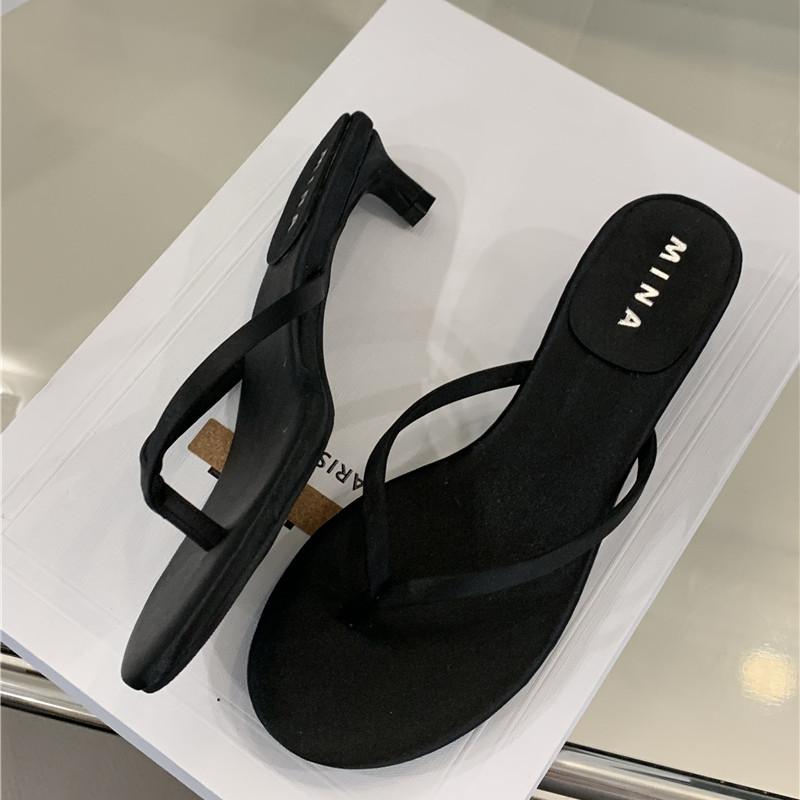 

Fashion Bailamos 2025 Summer New Brand Women Slipper Fashion Narrow Band Ladies Casual Slides Outdoor Dress Flat Heel Vacation Sandal 40 чёрный