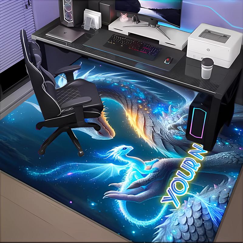 1PC Custom Name Ethereal Dragon's Embrace Theme Floor Mat Ideal for Living Room, Game Rooms, Office, Bedroom,Floor Mat Playful Design117