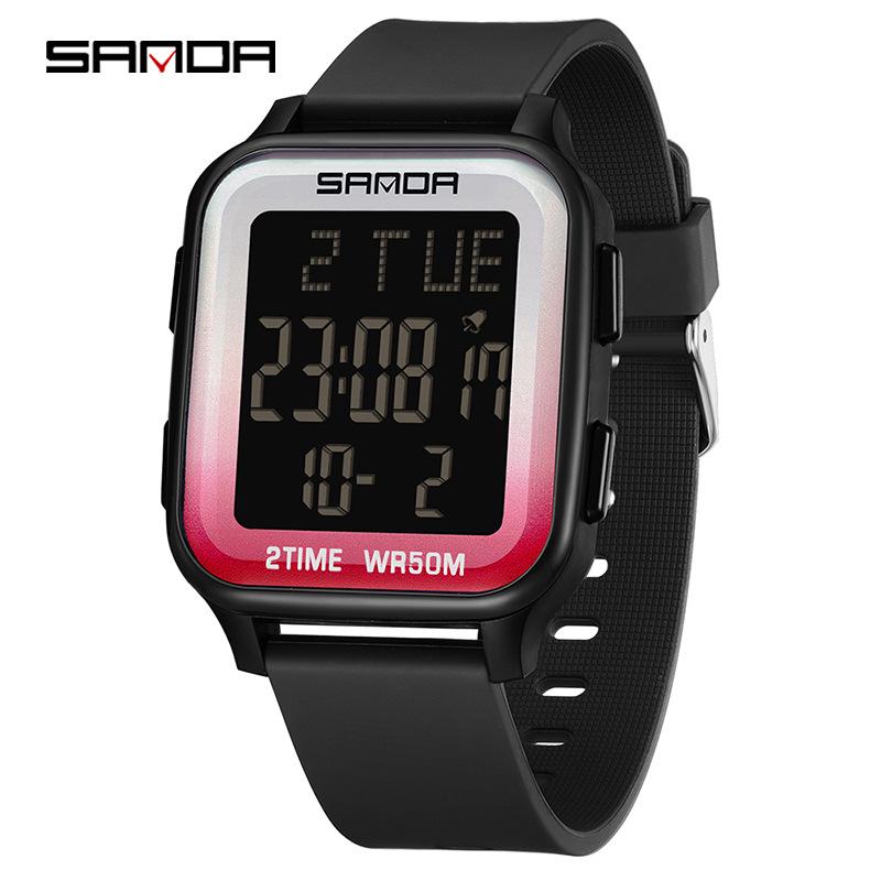

Sanda Мужские и женские спортивные водонепроницаемые светящиеся многофункциональные тонкие электронные часы