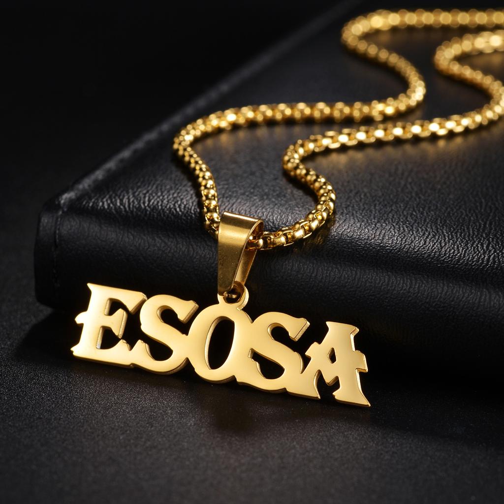 Atoztide 5cm Personalized Custom Name Necklaces for Women Men Stainless Steel Pendant Choker Cuban Chain Birthday Jewelry Gift