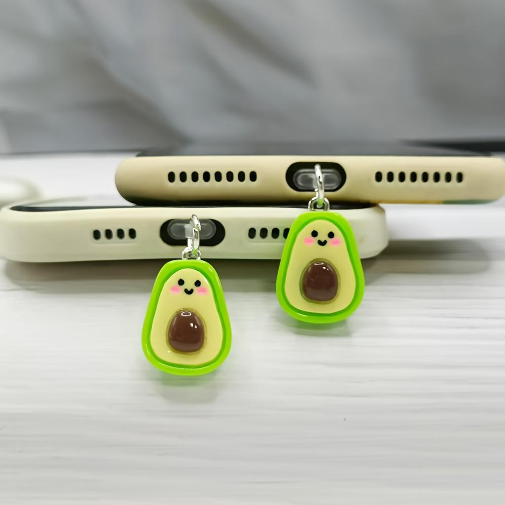 1pc Simulation Fruit Half Avocado Mobile Phone Ornament Mobile Phone Dust Plug Suitable for IPhone/Type-C Interface