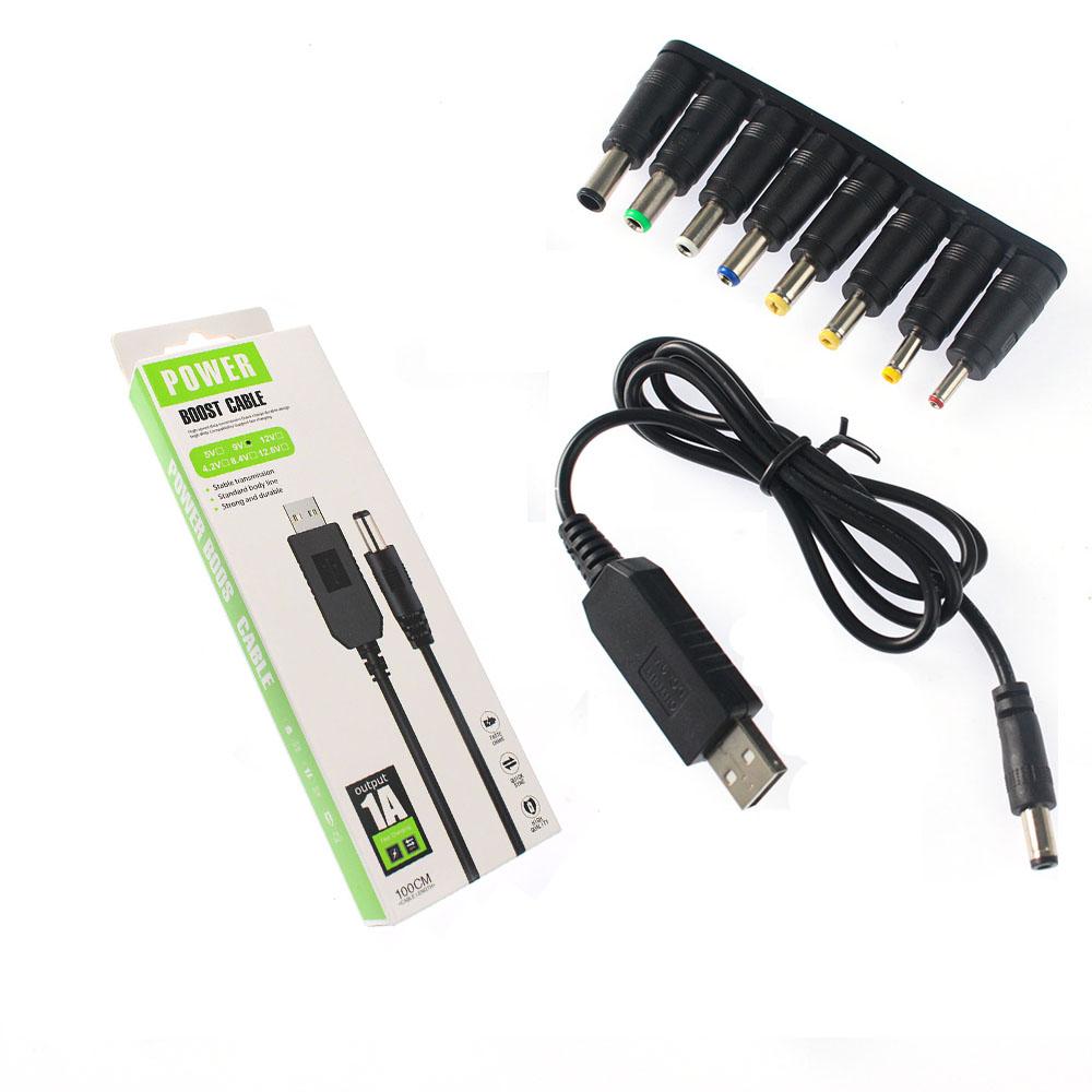 DC To DC 5V 9V 12V USB Power Boost Line Step-up Converters Module USB Converter Adapter Cable with 8PCS Connector Plug