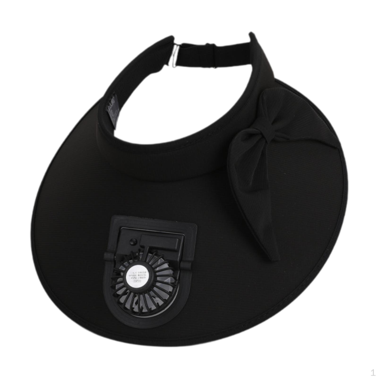 

Охлаждающий вентилятор шляпа регулируемый солнцезащитный козырек для кемпинга женщин походов пикника на открытом воздухе чёрный