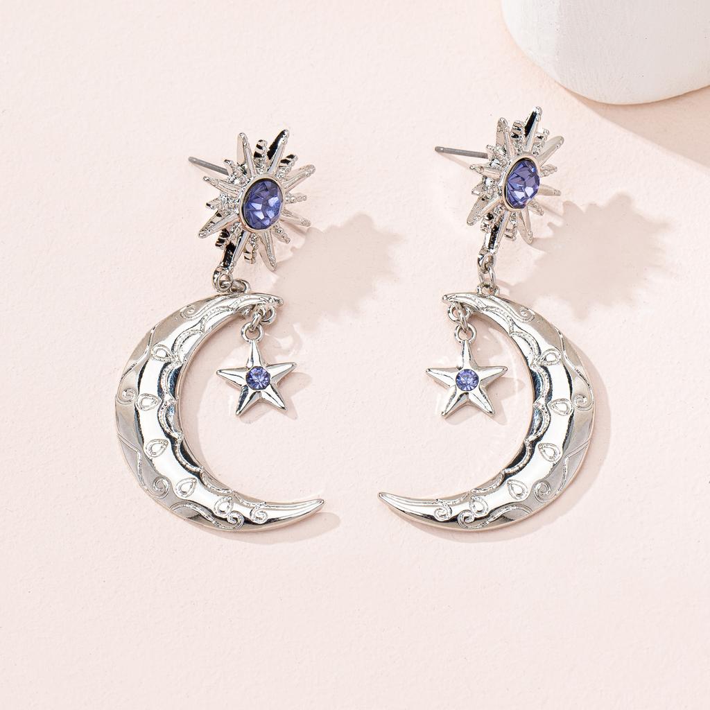 Stud Earrings with Moon and Star Pendants Jewelry Gifts