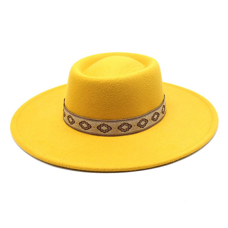 Cappello classico in feltro di lana britannica a tesa larga per uomo donna protezione solare da esterno