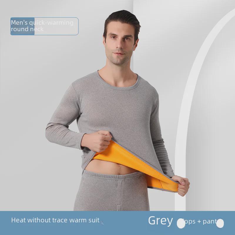 "Men's and Women's Slim Fit Thermal Underwear Set with German Velvet - Round Neck, Cold-Proof, Perfect for Autumn and Winter"