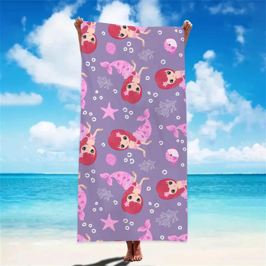 Cartoon Beach Towel Soft Bath Towels Absorbent Quick-Drying Yoga Swimming Outdoor Pool Towel Birthday Gift For Girls