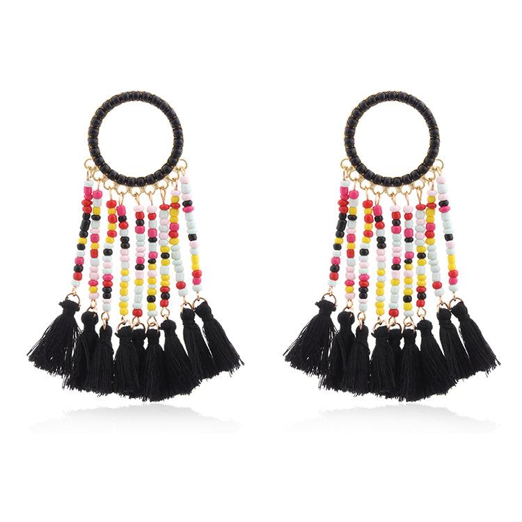 JMXD-Bohemian Tassel Earrings Exaggerated Earrings Jewelry Beads Earrings Popular Jewelry