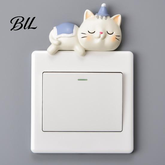 Animal Wall Art for Kids Room Cute Cat Light Switch Sticker, Adorable Kitten Self?Adhesive Socket Panel Concealing Flaw Decor Cover Decor,