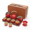 Jiakangming Portable Ceramic Chinese Tea Set with Leather Case