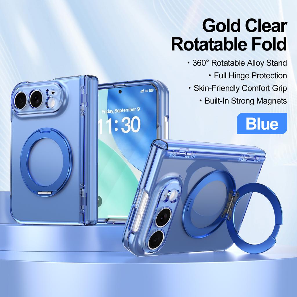 For iPhone Duo Case For Magsafe Transparent Magnetic Rotating Holder Hinge With Tempered Film Shockproof Back Cover Accessories