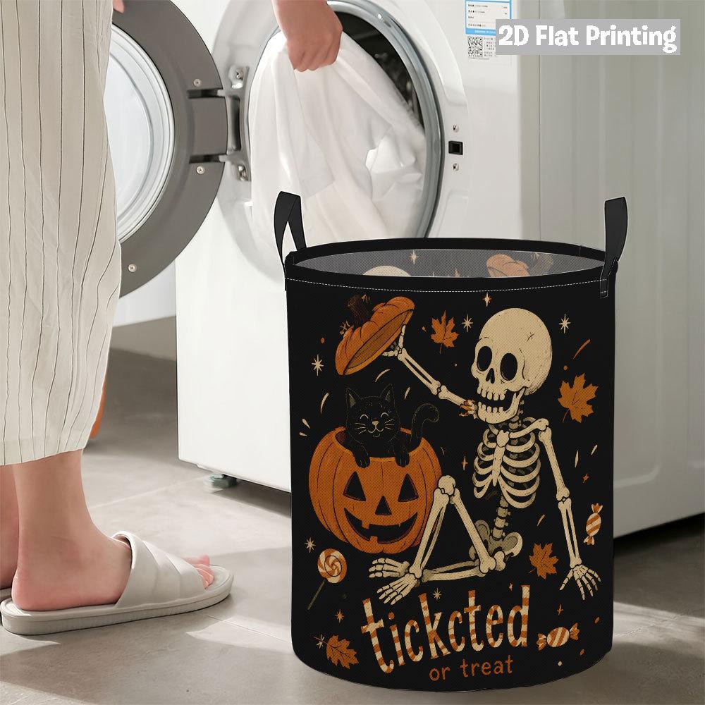 Collapsible Laundry Basket Large Round Waterproof Fabric Hamper Dirty Clothes Storage Bin Toy Organizer with Handles