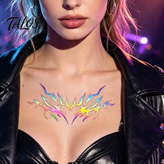 Talos 5 Sheets Holographic Lightning Tattoos, Waterproof Flash Temporary Stickers, Full Color Body Art for Festival Party