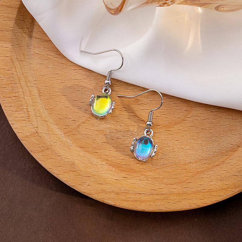 Retro Ethnische Katzenauge Wassertropfen Liebesherz Hängeohrringe