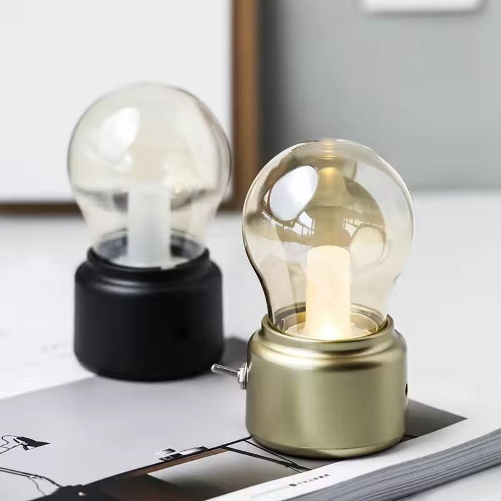 Glass Lampshade Night Light Flame Tip Design Atmosphere Lamp Simple Desk Lamp  Table