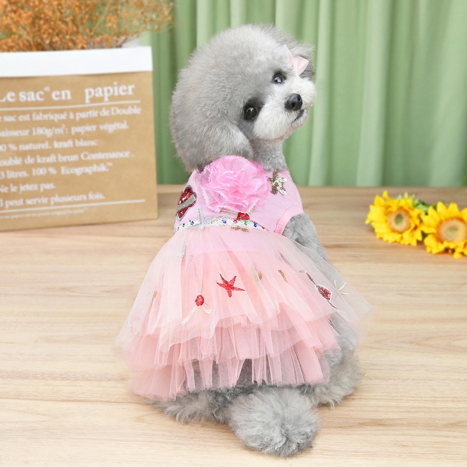 

Dog dress lace sling skirt three dimensional Princess Dress dress рожевий