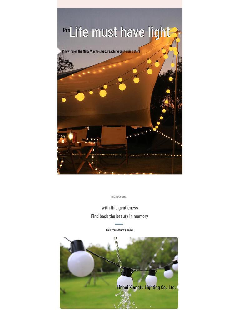 Outdoor LED G50 Globe String Lights - Waterproof Camping Tent Fairy Lights