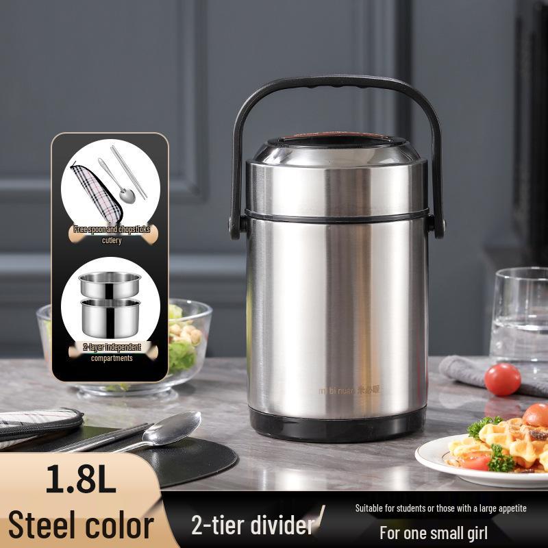 Winter Stainless Steel Insulated Multi-layer Lunch Box - Portable, Large Capacity, Keeps Food Hot for 24 Hours, Perfect for Home or Office.
