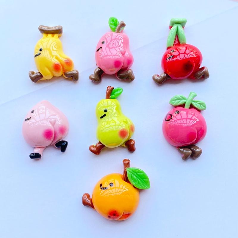 14Pcs New Cute Cartoon Fruit Series Flat Back Resin Art Supply Decoration Charm Craft Hair Bow Accessories J59