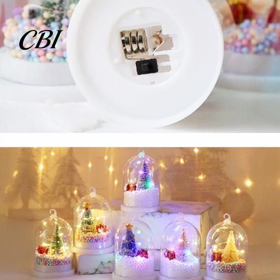 Colorful Gradient Light Ornament Christmas Tree in Dome with LED Light, Mini Cedar Up Safe Nursery Night Ornament, Battery Powered Decorative