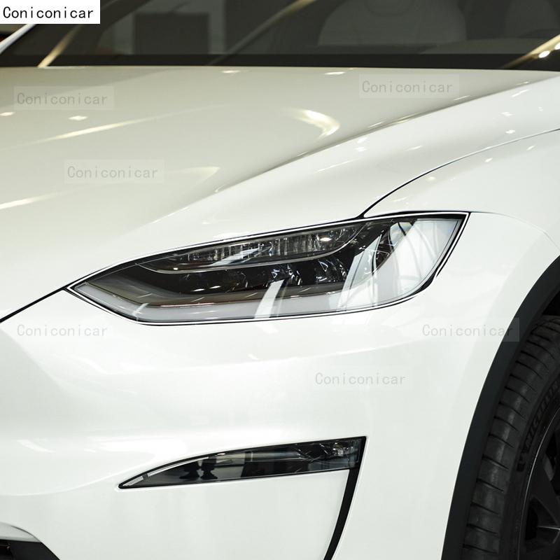For TESLA Model X 2017-2024 Car Headlight Transparent TPU Protective Film Front Light Tint Change Color Sticker Accessories