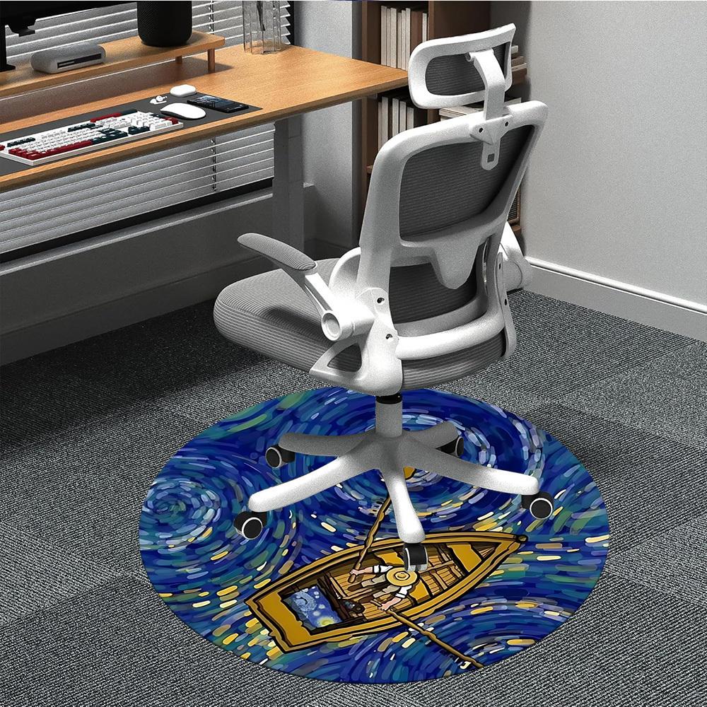 

1pc Boat Starry Office Round Rug, Non-slip, Soft and Durable Office Rug for Interior Decoration, Perfect for Office, Beautiful Decoration yy260323092 80cm by 80cm
