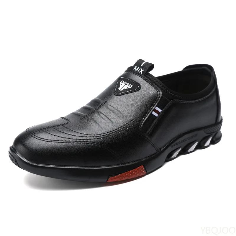 Fashion Spring Autumn Men's Leather Shoes Casual Walking Breathable Sneakers Man Trendy Formal Shoe Fashion Lace Up Shoes Zapatos Hombre