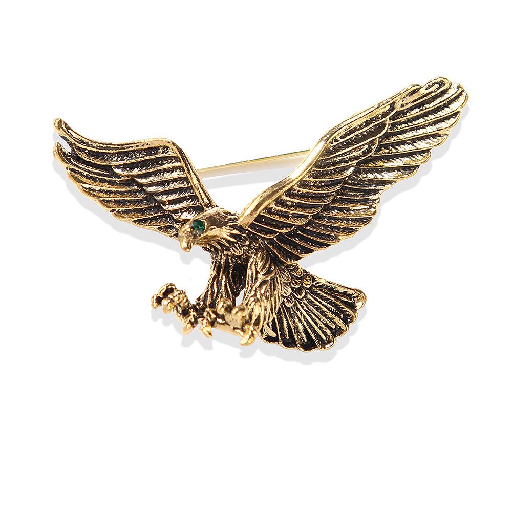 Trendy Retro Soaring Eagle Men's Brooch Pin - Bold Western Style Accessory