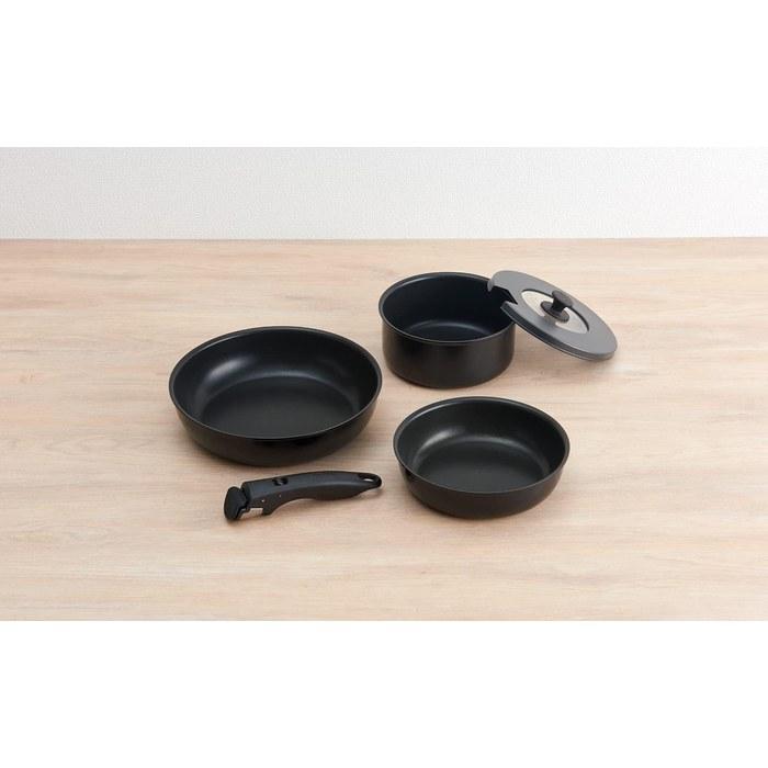 Thermos Durable Series Detachable Fry Pan 5-Piece Set AB IH Compatible Black KSA-5B BK