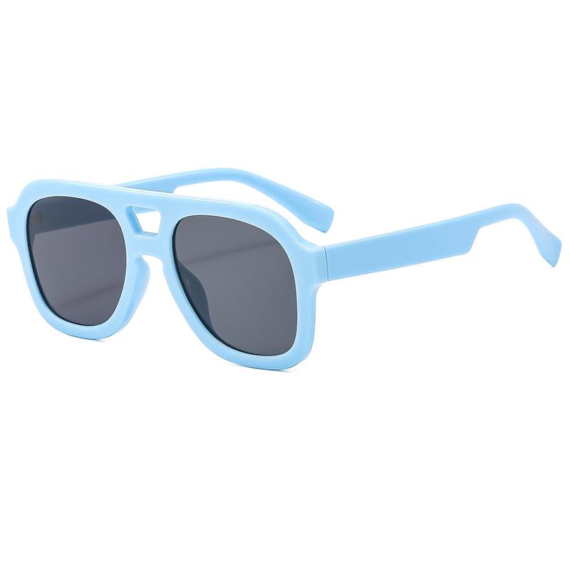 Fashion Double Bridge Aviator Large Frame Sunglasses For Women Men синий
