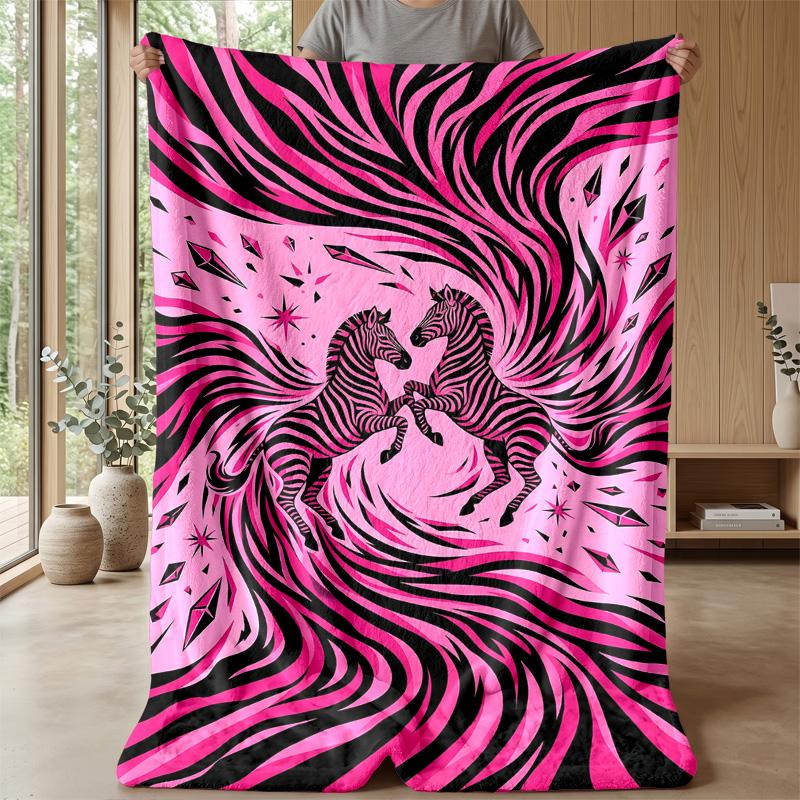Pink Roses on Leopard Print 2 Theme blanket Lightweight Warm Flannel Blanket Decorative Throw Blanket for Home Decoration