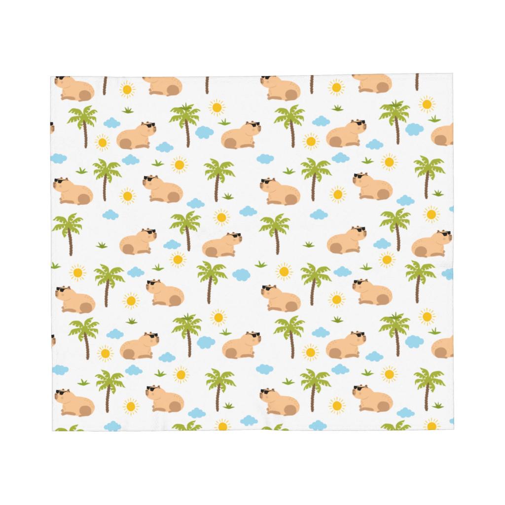 Capybara Cartoon Blanket Fleece Print Multi-function Lightweight Throw Blankets for Sofa Couch Quilt