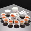 Goat Jade Tea Set Kung Fu Set Chinese Light Luxury Tea Calendars Teacups Office White Porcelain Teapot Covered Bowl Set