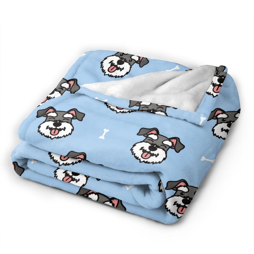 Cute Schnauzer Dog Blanket Coral Fleece Plush Gift for Animal Dog Lover Lightweight Throw Blankets for Car Sofa Couch Bedspread