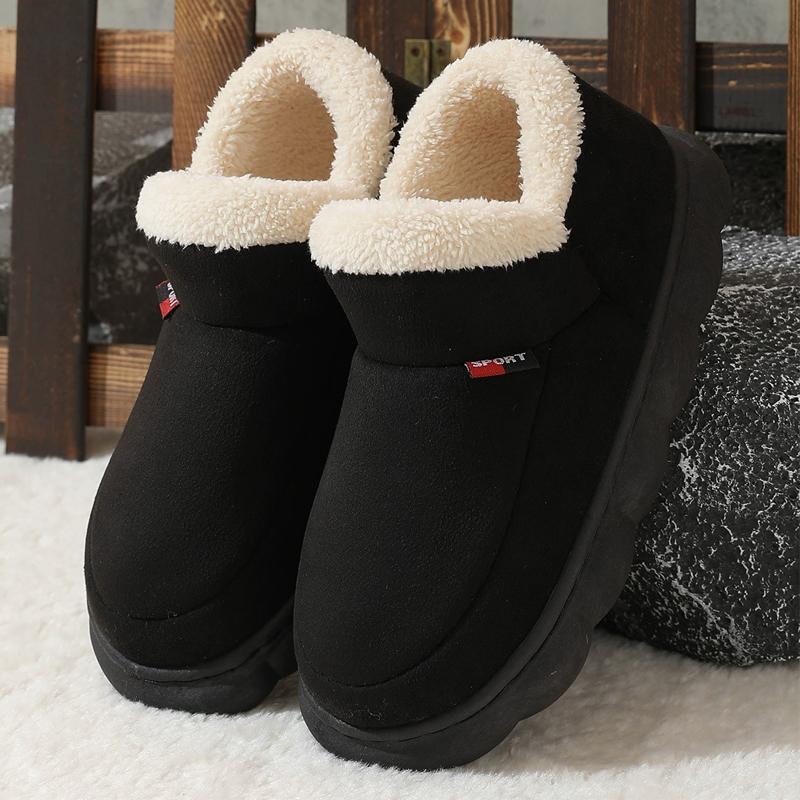 Fashion Shevalues Winter Plush Lining Slippers For Women Men Fashion Platform Slippers Cozy Home Boots Fluffy Warm Outdoor Ankles Shoes