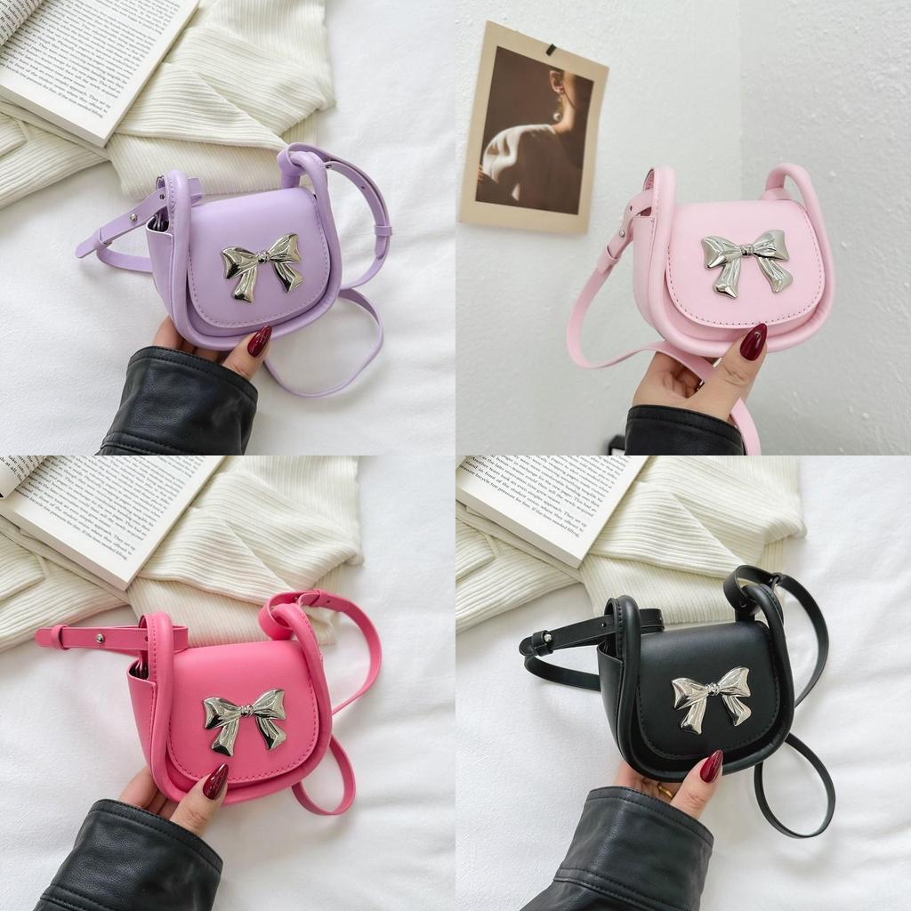 Cute Mini Crossbody Bag For Kids And Adults Stylish Bowknot Shoulder Bag Lightweight Pu Material