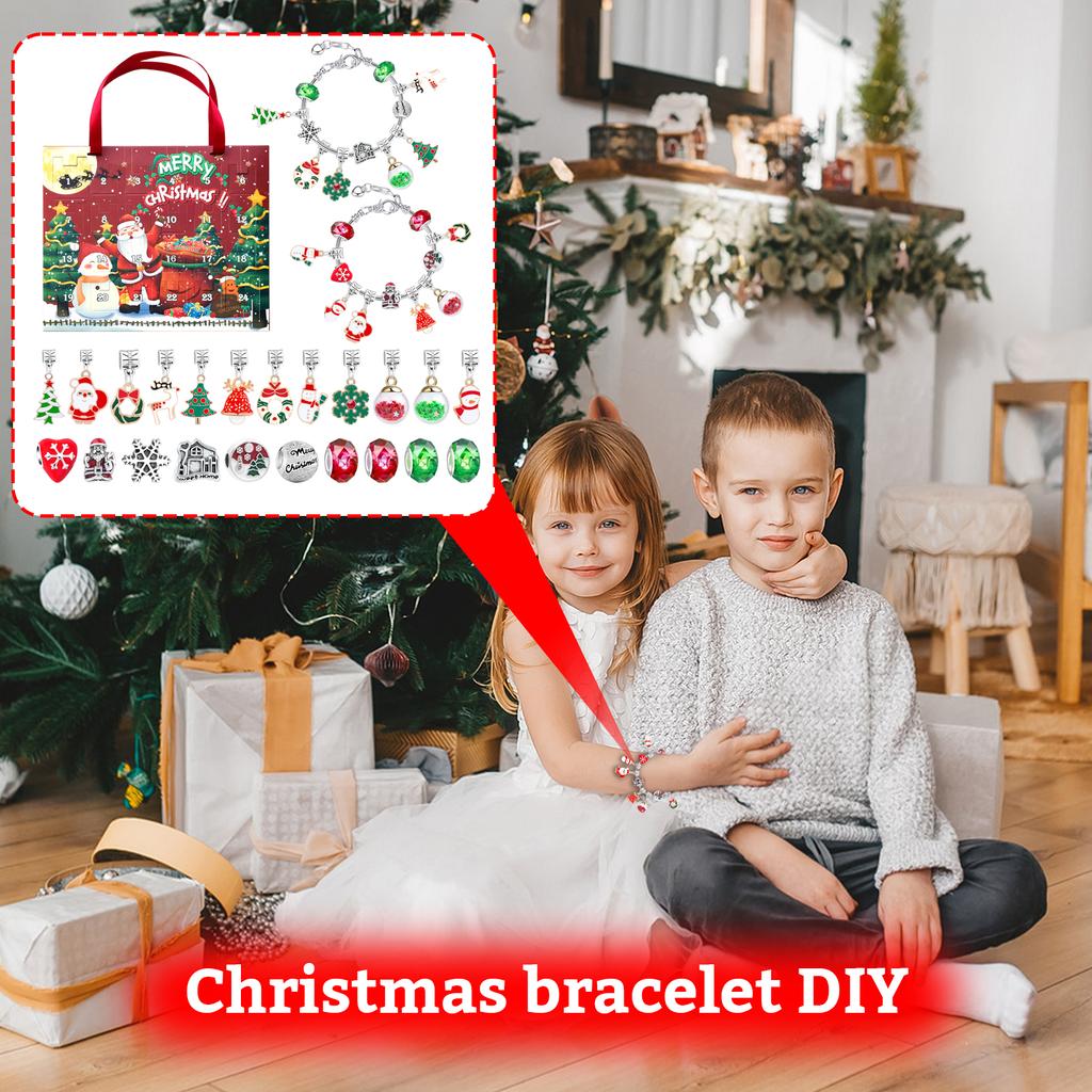 3D Stereo BlindBox Aircraft Box Christmas Bracelet DIY Crystal Beaded Alloy Jewelry SantaClaus BlindBox Children's Holiday Gift
