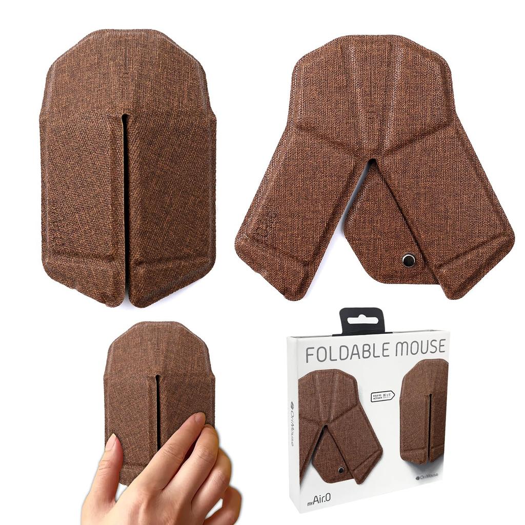 OriMouse Portable Wireless Mouse Touch No USB Receiver Bluetooth Coffee myAir.0 [3D Origami-sized Scrolling, Ultra-Thin, Lightweight, Required, 5.2