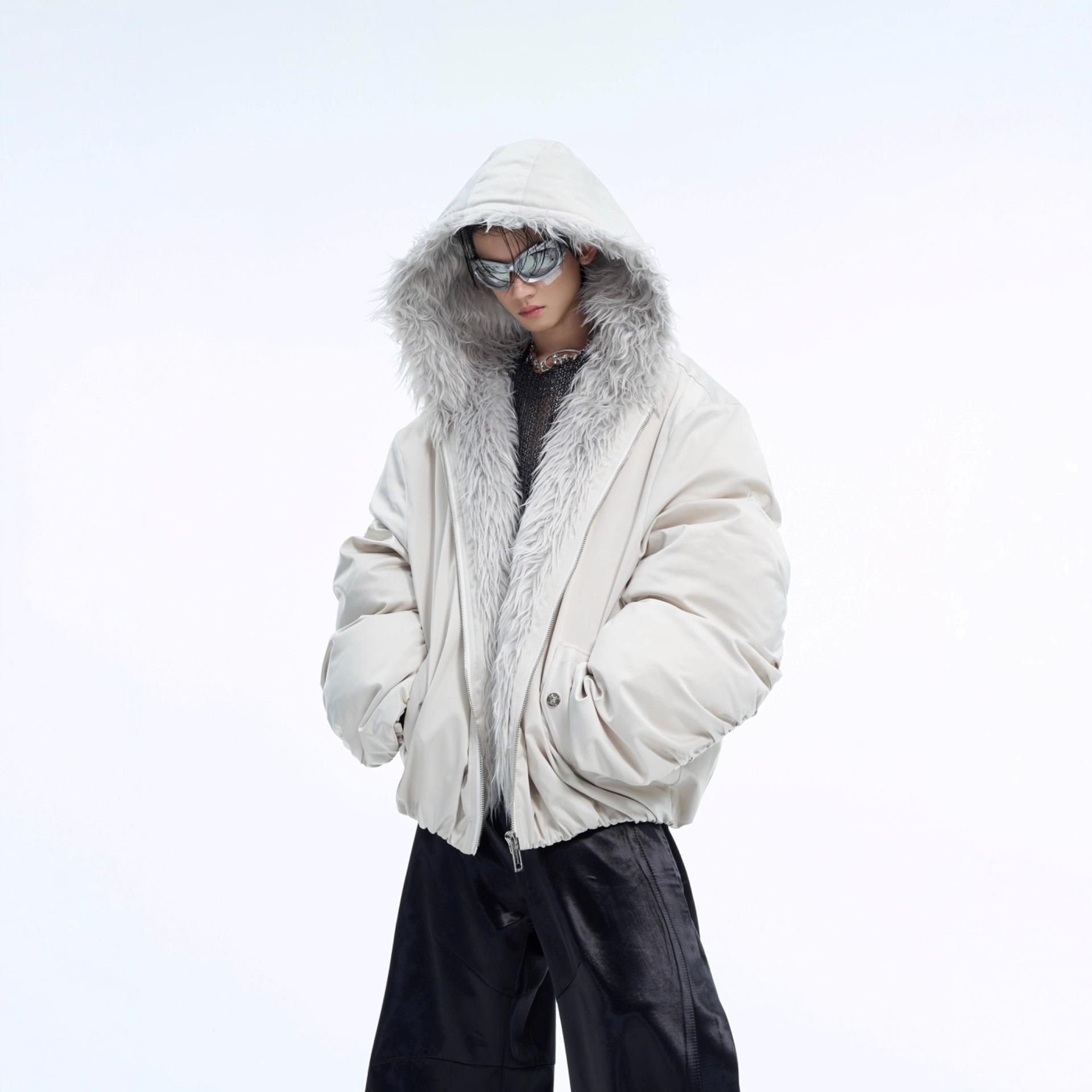 Zuoshan Diao Unisex Fur Collar Patchwork